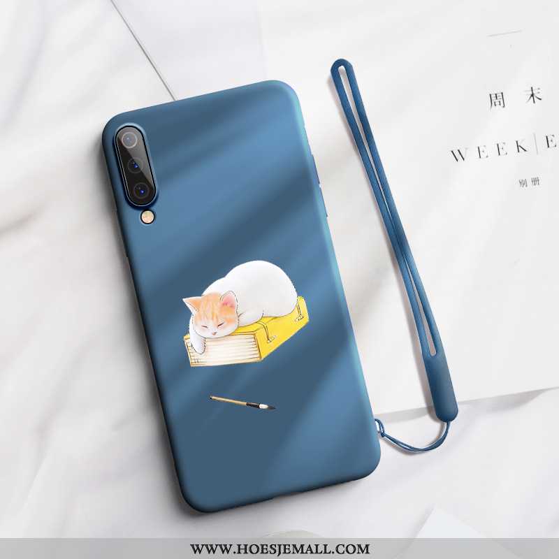 Hoes Xiaomi Mi A3 Siliconen Bescherming Donkerblauw Kat Mobiele Telefoon Eenvoudige Anti-fall Donker