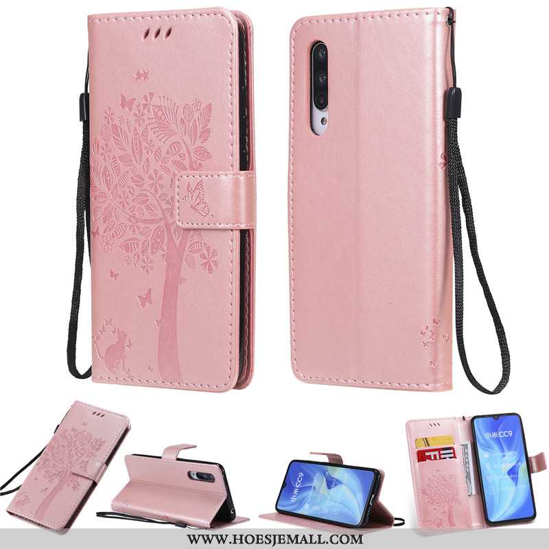 Hoesje Xiaomi Mi A3 Zacht Siliconen Clamshell Mini Leren Roze Mobiele Telefoon