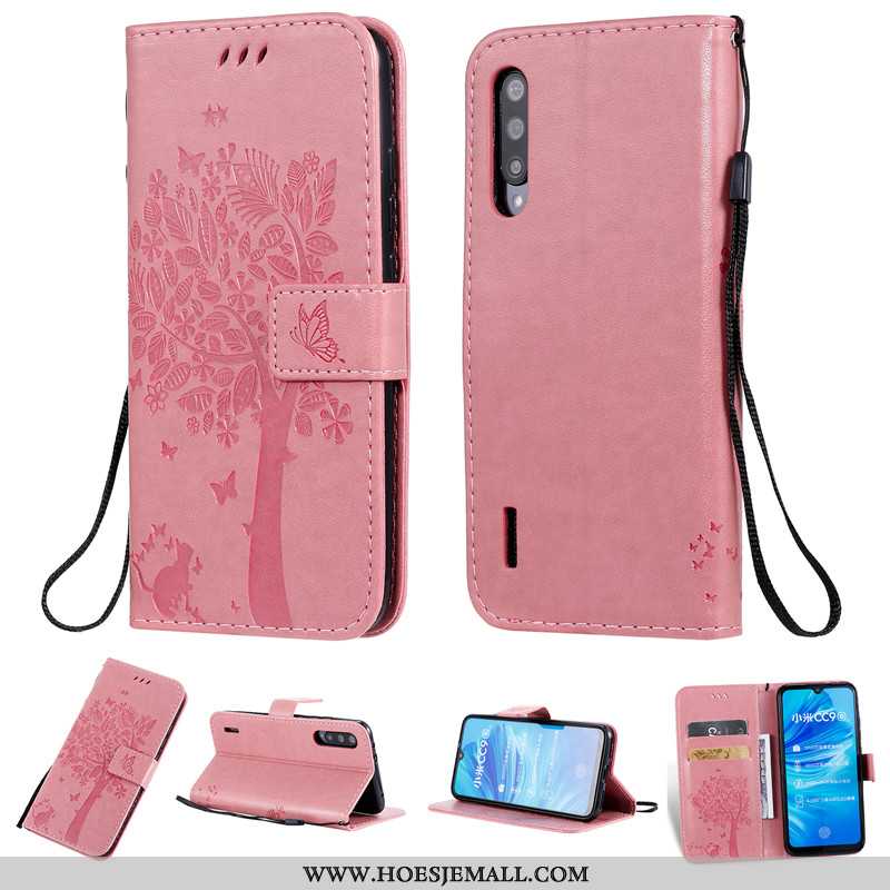 Hoesje Xiaomi Mi A3 Zacht Siliconen Clamshell Mini Leren Roze Mobiele Telefoon