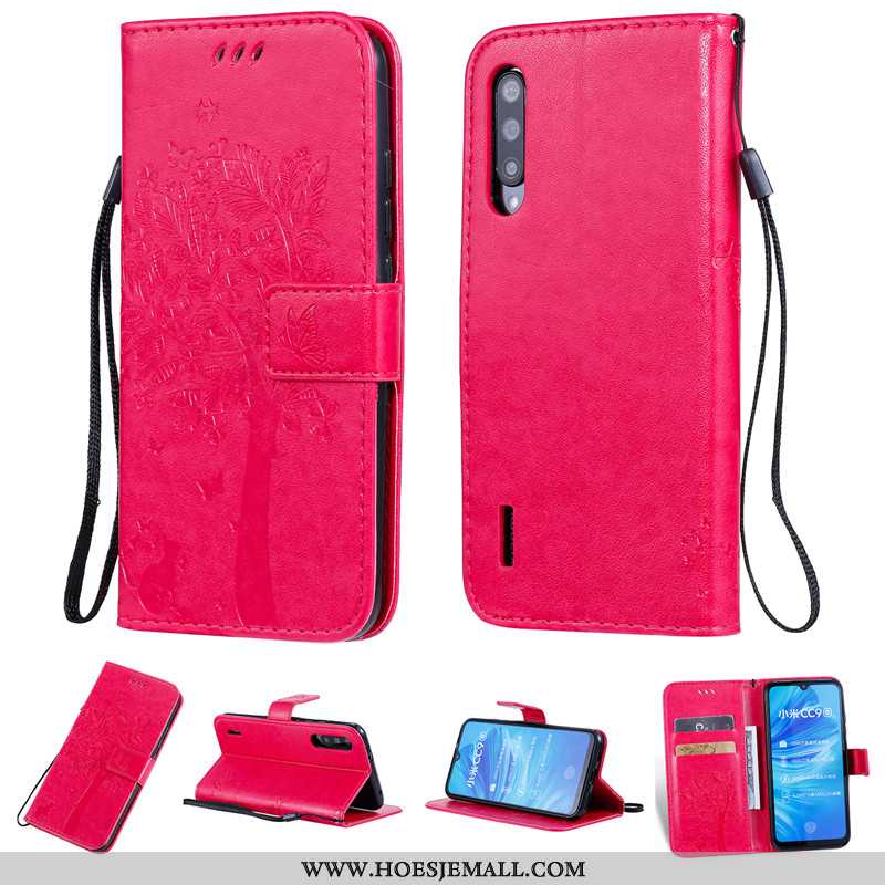 Hoesje Xiaomi Mi A3 Zacht Siliconen Clamshell Mini Leren Roze Mobiele Telefoon