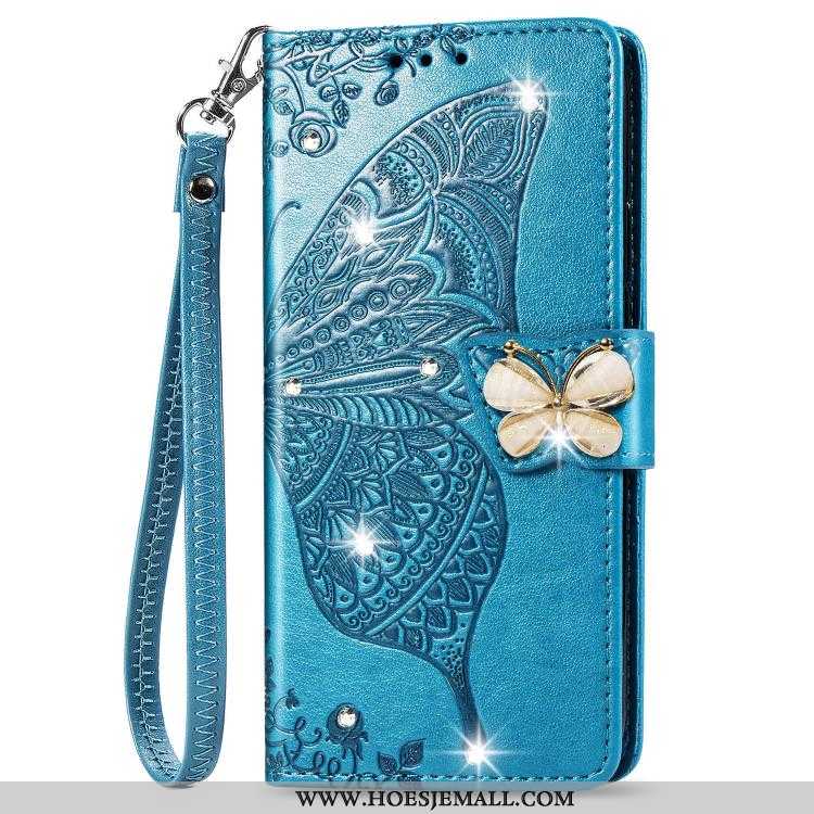 Hoesje Xiaomi Mi A3 Leren Hanger Vlinder All Inclusive Scheppend Anti-fall Purper