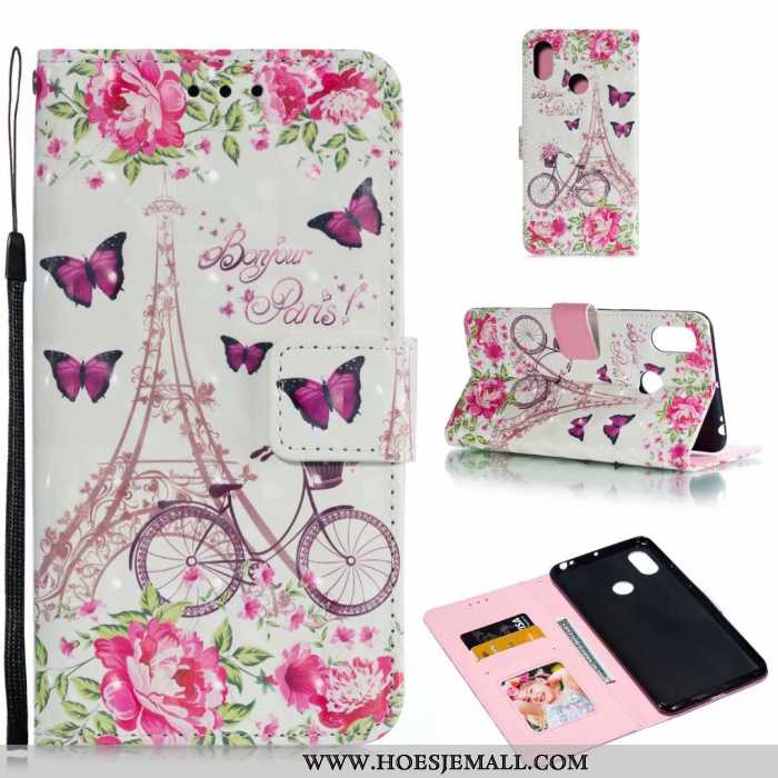 Hoesje Xiaomi Mi Max 3 Bescherming Leren Hoes Mini Anti-fall Clamshell Siliconen Roze