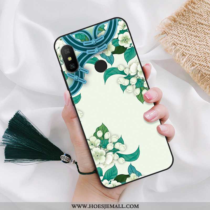 Hoesje Xiaomi Mi Max 3 Siliconen Bescherming Hoes Bloemen Pioen Groen Persoonlijk