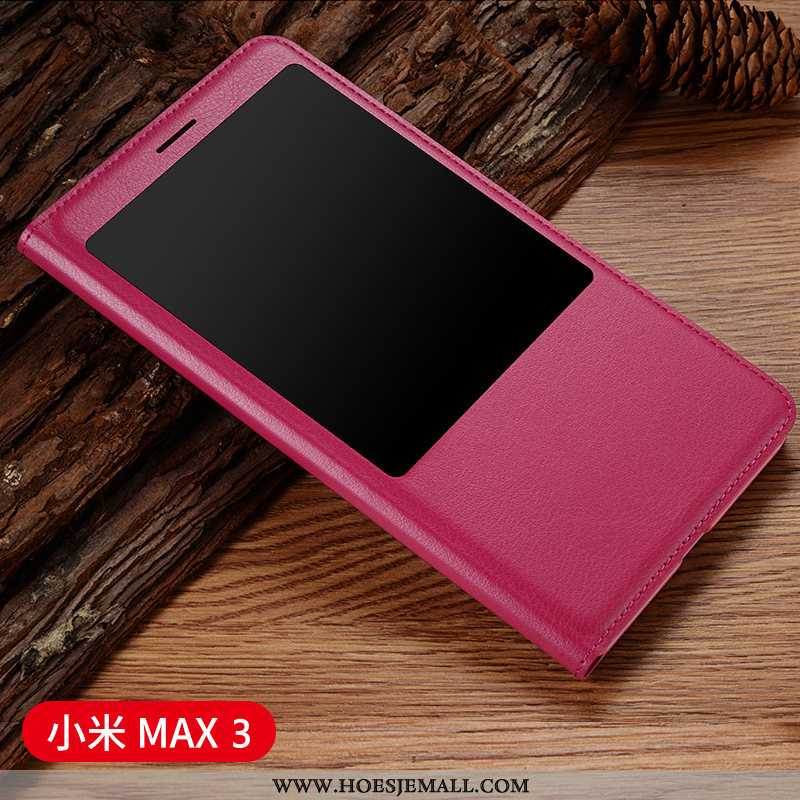 Hoesje Xiaomi Mi Max 3 Bescherming Leren Anti-fall Mini Clamshell Hoes Bordeaux