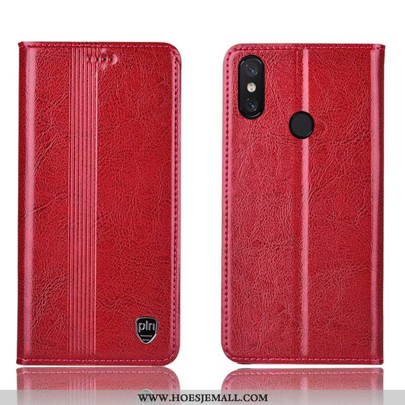 Hoesje Xiaomi Mi Max 3 Bescherming Leren Hoes Rood Folio Mini Anti-fall