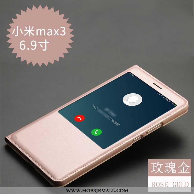 Hoes Xiaomi Mi Max 3 Bescherming Leren Hoesje Mobiele Telefoon Roze Winterslaap Mini