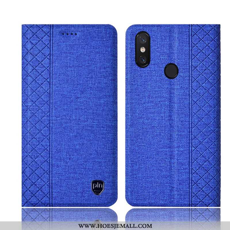 Hoes Xiaomi Mi Max 3 Katoen En Linnen Leren Hoesje Folio All Inclusive Grijs Bescherming