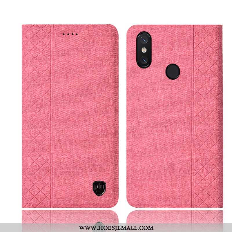 Hoes Xiaomi Mi Max 3 Katoen En Linnen Leren Hoesje Folio All Inclusive Grijs Bescherming