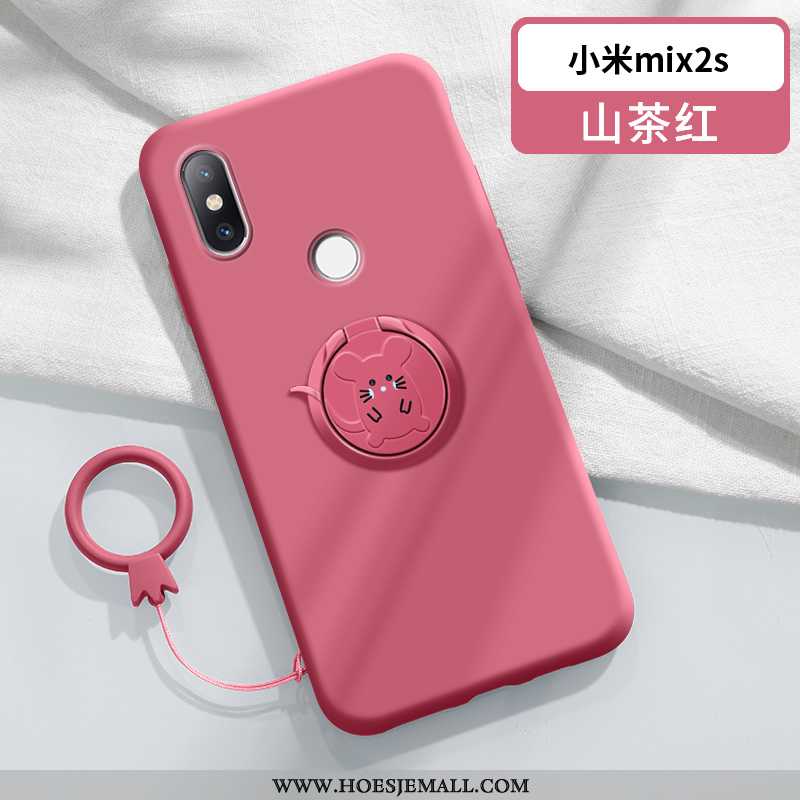 Hoesje Xiaomi Mi Mix 2s Siliconen Bescherming Rat Ondersteuning Dun Ring Anti-fall Donkerblauwe