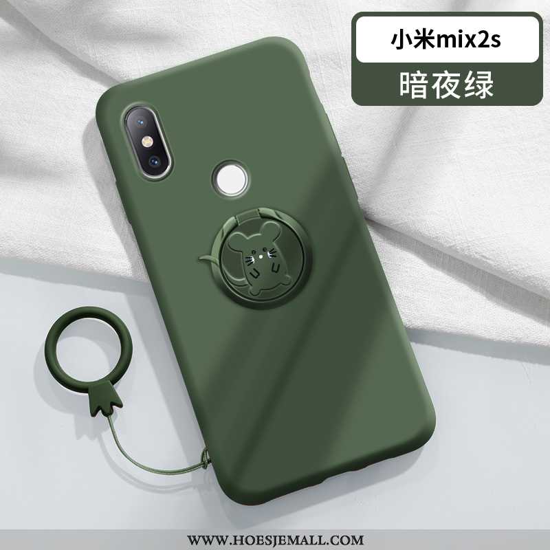 Hoesje Xiaomi Mi Mix 2s Siliconen Bescherming Rat Ondersteuning Dun Ring Anti-fall Donkerblauwe