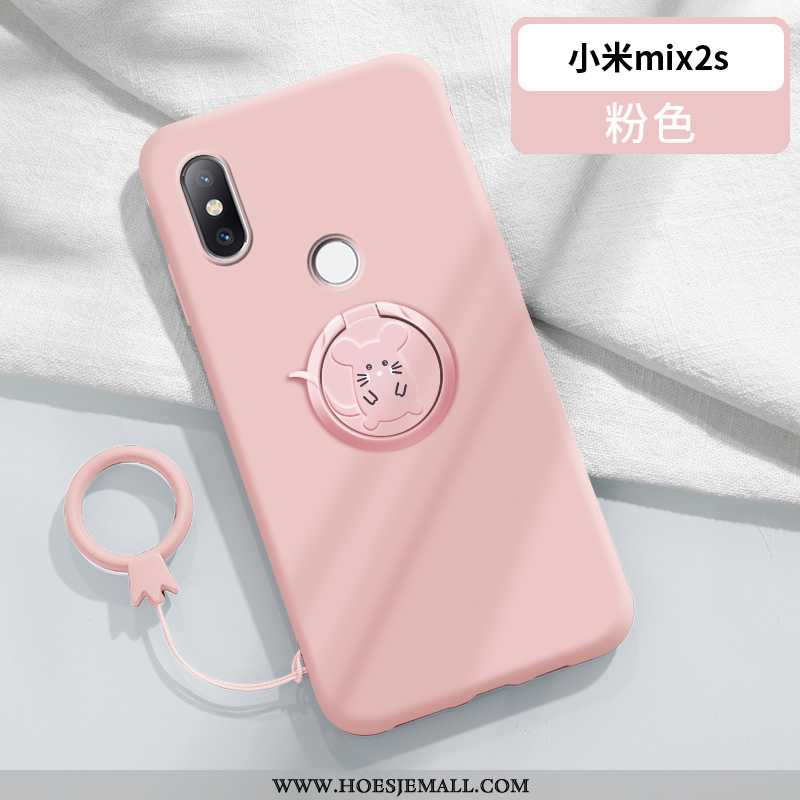 Hoesje Xiaomi Mi Mix 2s Siliconen Bescherming Rat Ondersteuning Dun Ring Anti-fall Donkerblauwe