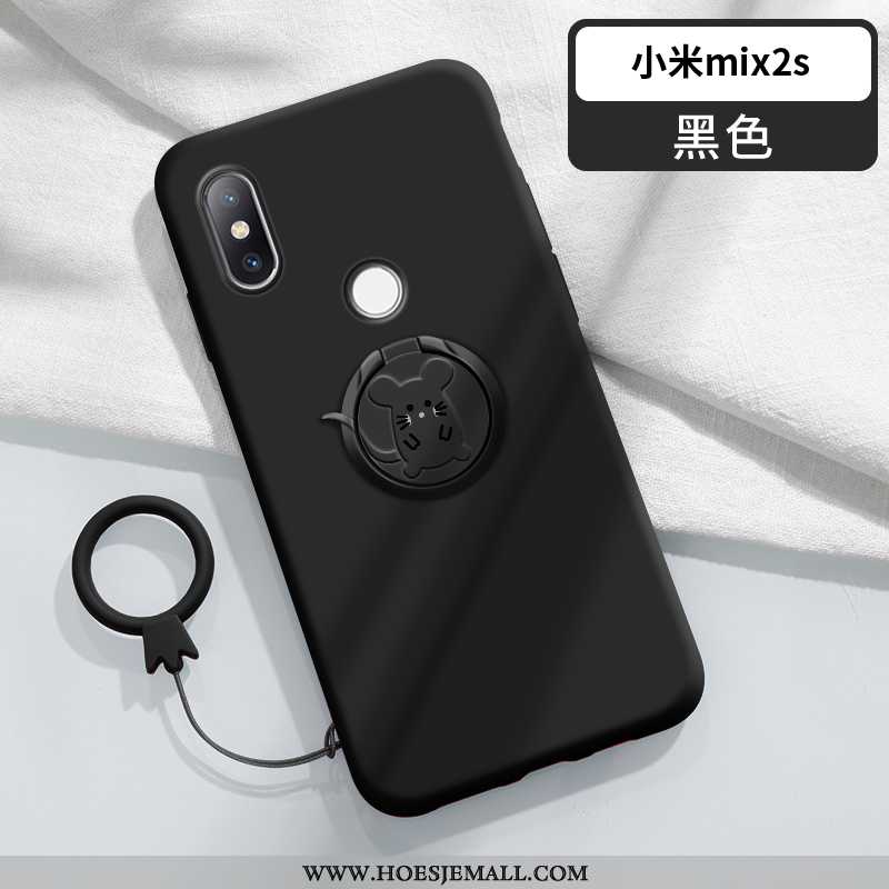 Hoesje Xiaomi Mi Mix 2s Siliconen Bescherming Rat Ondersteuning Dun Ring Anti-fall Donkerblauwe