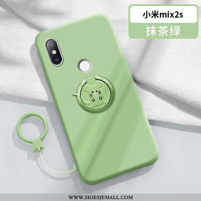 Hoesje Xiaomi Mi Mix 2s Siliconen Bescherming Rat Ondersteuning Dun Ring Anti-fall Donkerblauwe