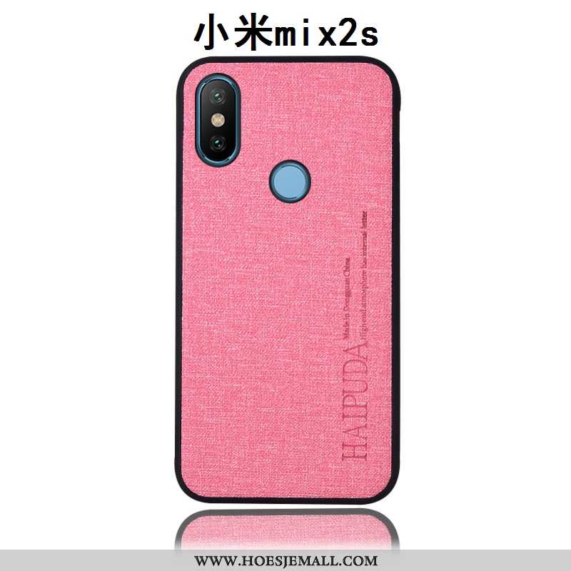 Hoes Xiaomi Mi Mix 2s Bescherming Katoen En Linnen All Inclusive Rood Mini Leren Hoesje Roze