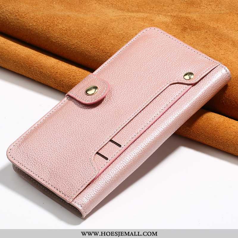 Hoes Xiaomi Mi Mix 3 Portemonnee Bescherming Echt Leer Kaart Mini Anti-fall Hoesje Roze