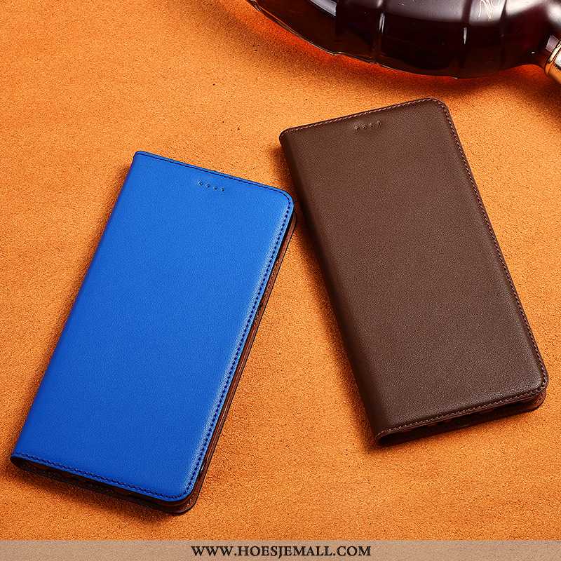 Hoes Xiaomi Mi Mix 3 Leren Hoesje Echt Leer Siliconen Mobiele Telefoon Bescherming Mini Blauwe