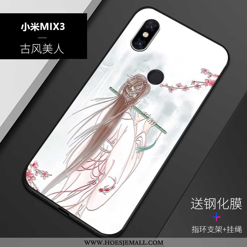 Hoes Xiaomi Mi Mix 3 Siliconen Bescherming Reliëf Trend Mobiele Telefoon Blauw Hoesje Blauwe