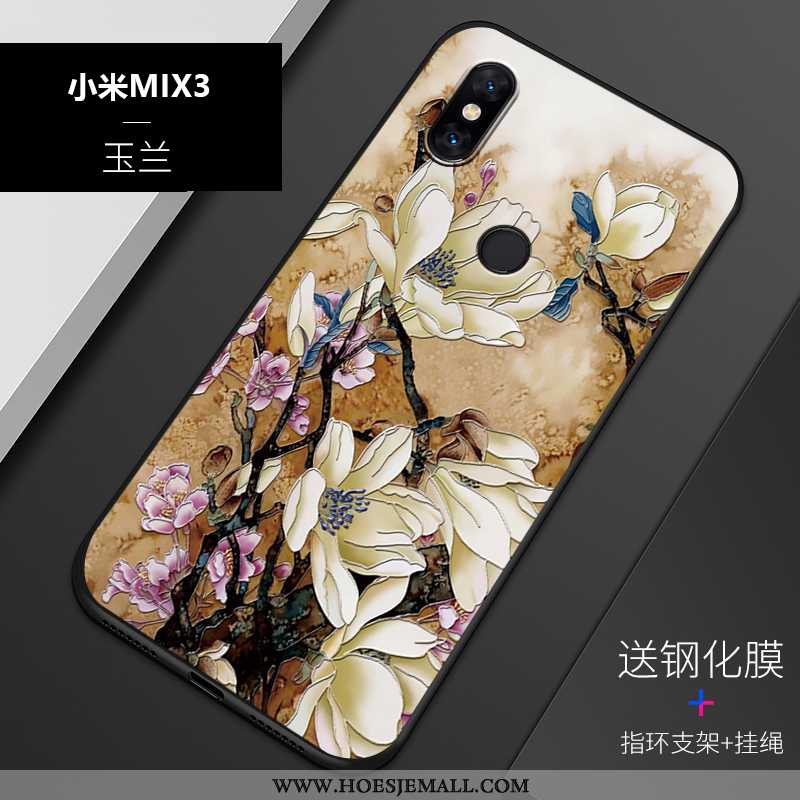 Hoes Xiaomi Mi Mix 3 Siliconen Bescherming Reliëf Trend Mobiele Telefoon Blauw Hoesje Blauwe