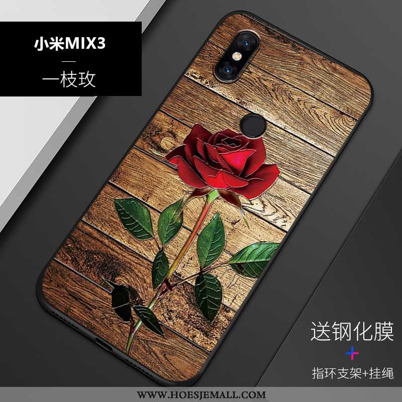 Hoes Xiaomi Mi Mix 3 Siliconen Bescherming Reliëf Trend Mobiele Telefoon Blauw Hoesje Blauwe