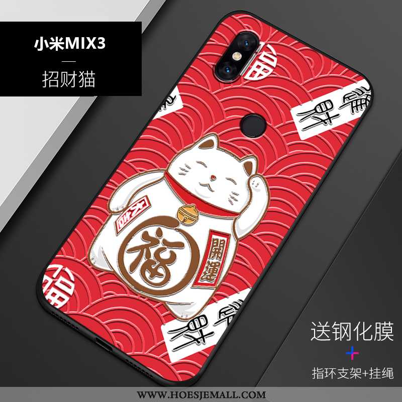 Hoes Xiaomi Mi Mix 3 Siliconen Bescherming Reliëf Trend Mobiele Telefoon Blauw Hoesje Blauwe