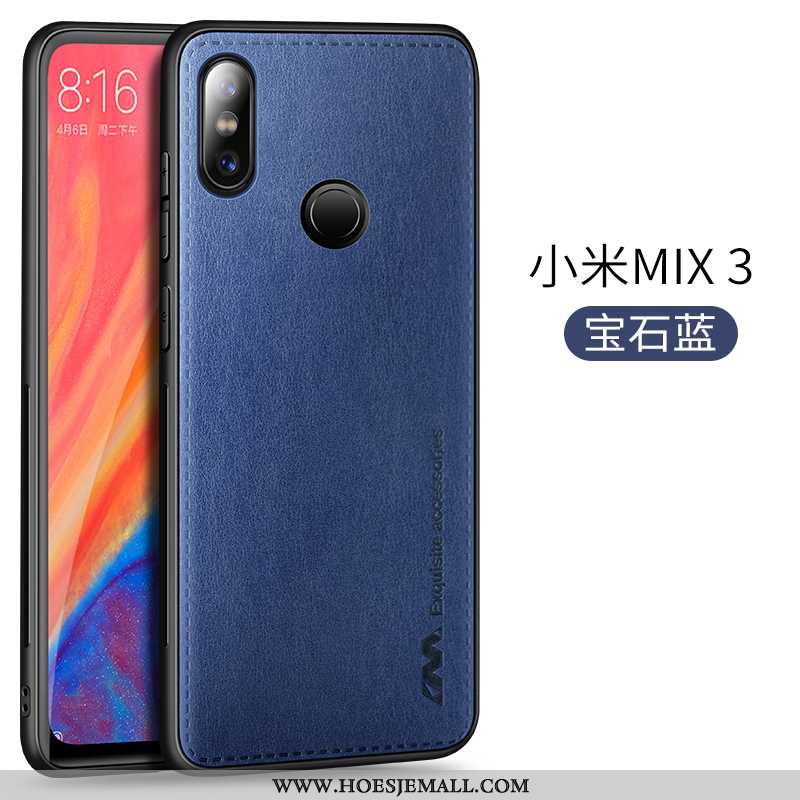 Hoes Xiaomi Mi Mix 3 Dun Siliconen Hoesje Auto Scheppend Magnetisch Leer Bruin