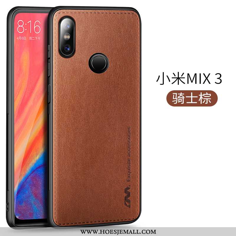 Hoes Xiaomi Mi Mix 3 Dun Siliconen Hoesje Auto Scheppend Magnetisch Leer Bruin