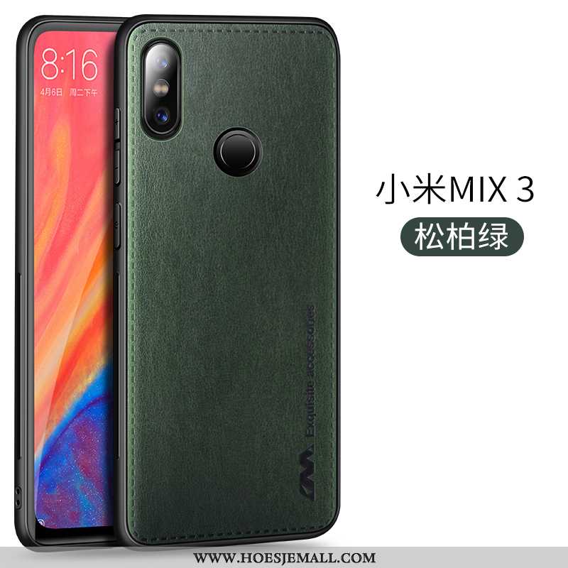 Hoes Xiaomi Mi Mix 3 Dun Siliconen Hoesje Auto Scheppend Magnetisch Leer Bruin