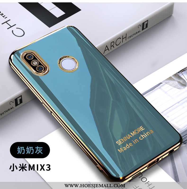 Hoes Xiaomi Mi Mix 3 Zacht Persoonlijk Mini Plating Anti-fall Eenvoudige Blauwe