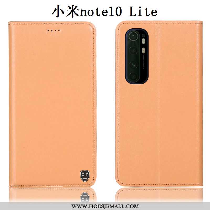 Hoesje Xiaomi Mi Note 10 Lite Echt Leer Bescherming All Inclusive Hoes Jeugd Mobiele Telefoon Geel