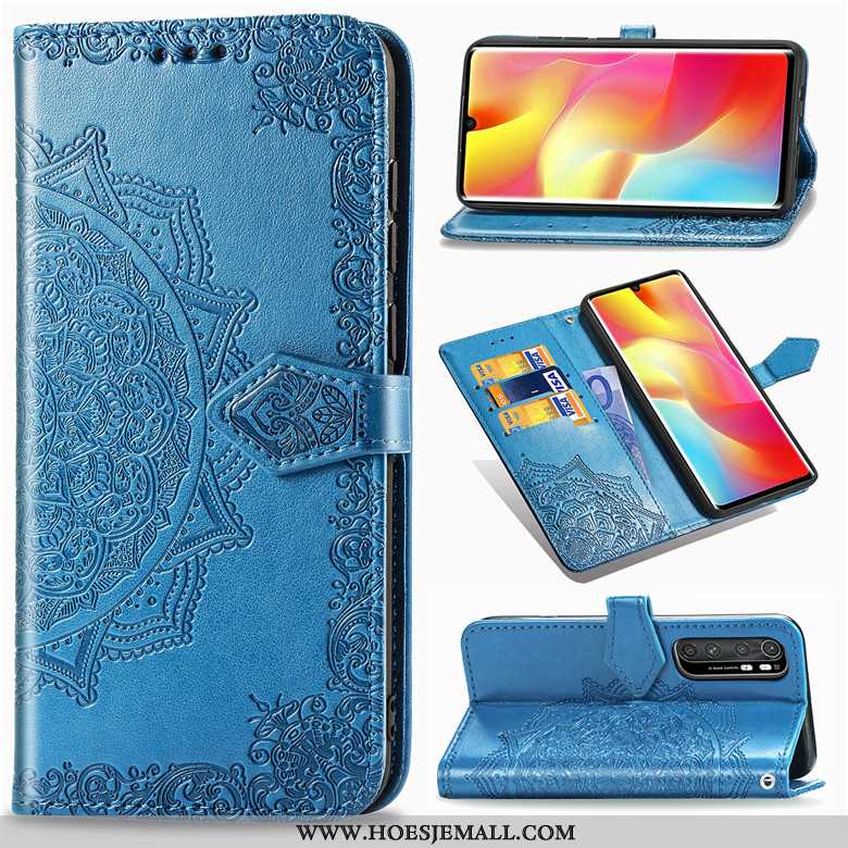 Hoesje Xiaomi Mi Note 10 Lite Bescherming Leren Jeugd Mobiele Telefoon Mini Anti-fall Blauwe