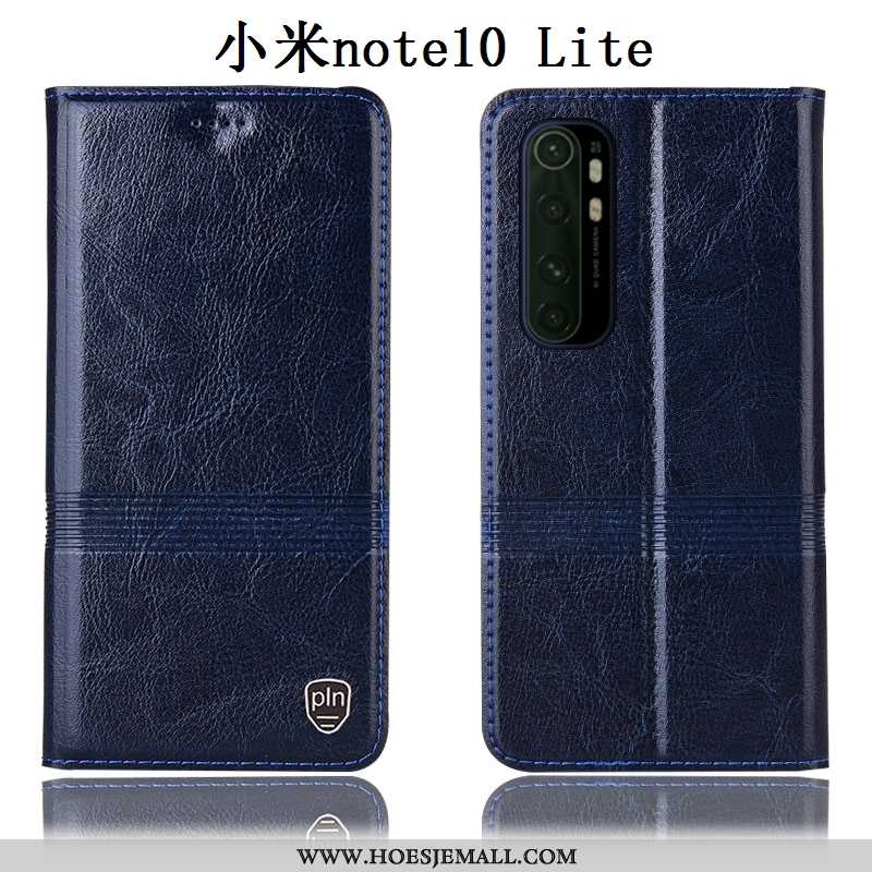 Hoes Xiaomi Mi Note 10 Lite Echt Leer Bescherming Hoesje Folio Mini Jeugd Bruine