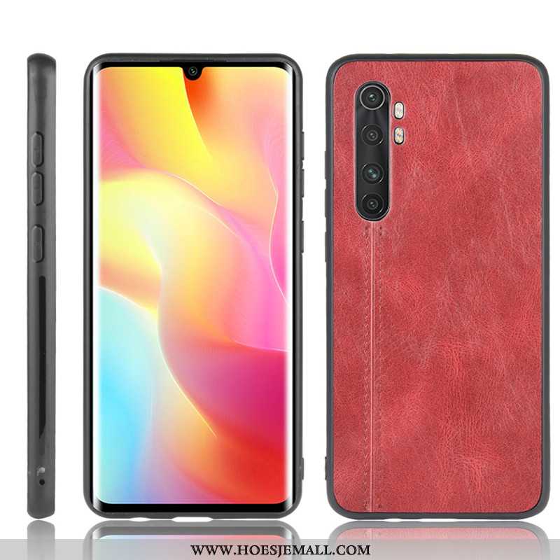 Hoes Xiaomi Mi Note 10 Lite Leren Hoesje Patroon Mini Bescherming Mobiele Telefoon Koe Rood