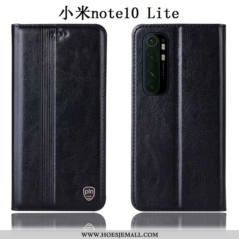 Hoesje Xiaomi Mi Note 10 Lite Echt Leer Bescherming Mini Hoes Mobiele Telefoon Anti-fall Zwarte