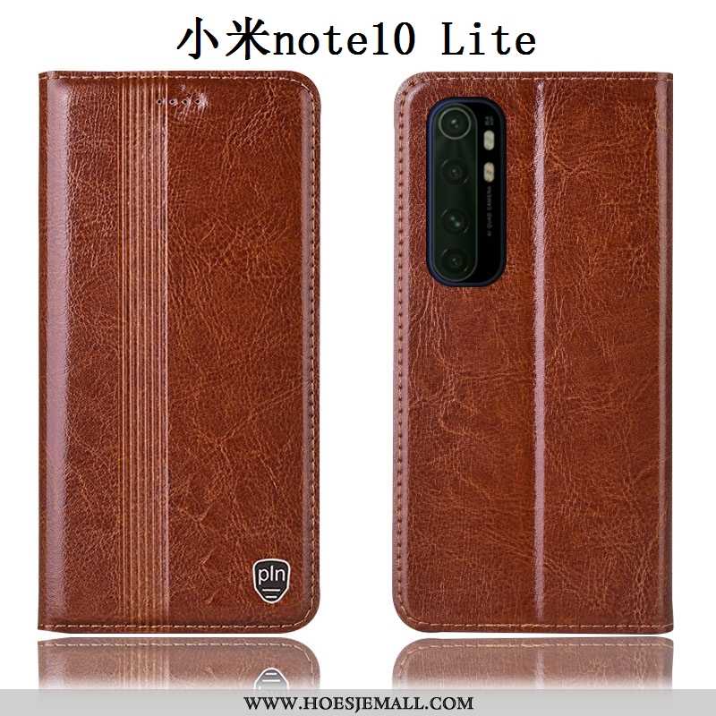 Hoesje Xiaomi Mi Note 10 Lite Echt Leer Bescherming Mini Hoes Mobiele Telefoon Anti-fall Zwarte