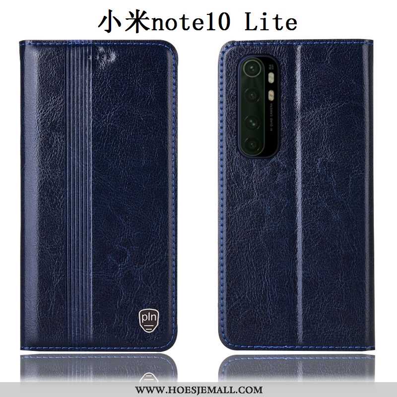 Hoesje Xiaomi Mi Note 10 Lite Echt Leer Bescherming Mini Hoes Mobiele Telefoon Anti-fall Zwarte