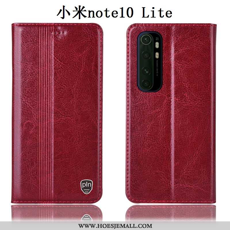 Hoesje Xiaomi Mi Note 10 Lite Echt Leer Bescherming Mini Hoes Mobiele Telefoon Anti-fall Zwarte