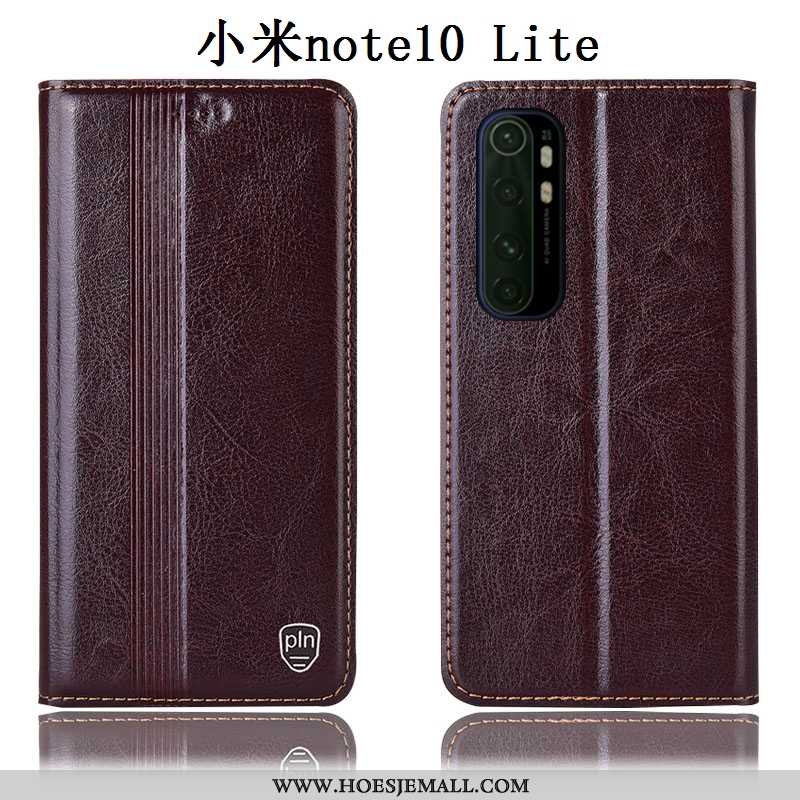 Hoesje Xiaomi Mi Note 10 Lite Echt Leer Bescherming Mini Hoes Mobiele Telefoon Anti-fall Zwarte