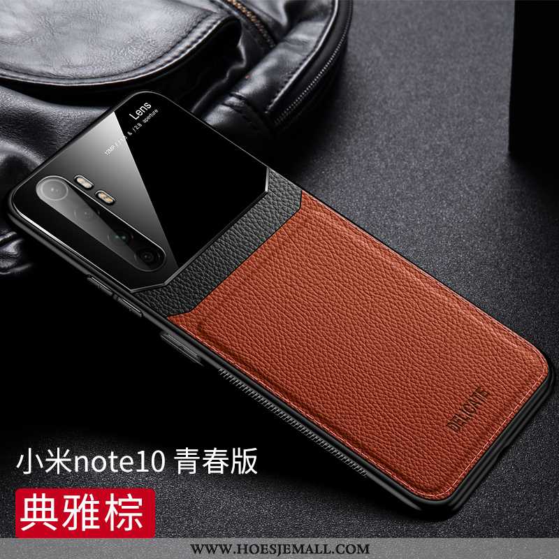 Hoesje Xiaomi Mi Note 10 Lite Persoonlijk Leer Achterklep Bedrijf All Inclusive Bescherming Bruin