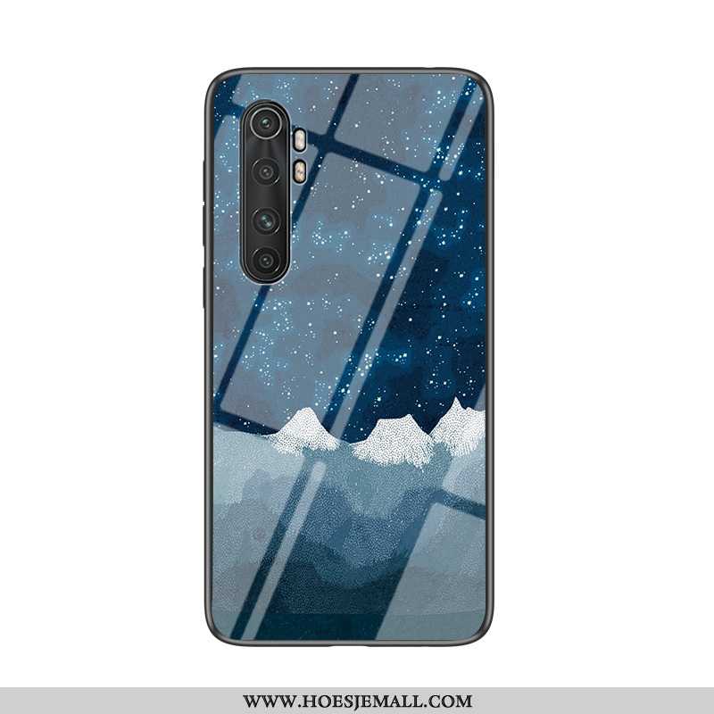 Hoesje Xiaomi Mi Note 10 Lite Mode Zacht Glas Donkerblauw All Inclusive Hoes Anti-fall Donkerblauwe