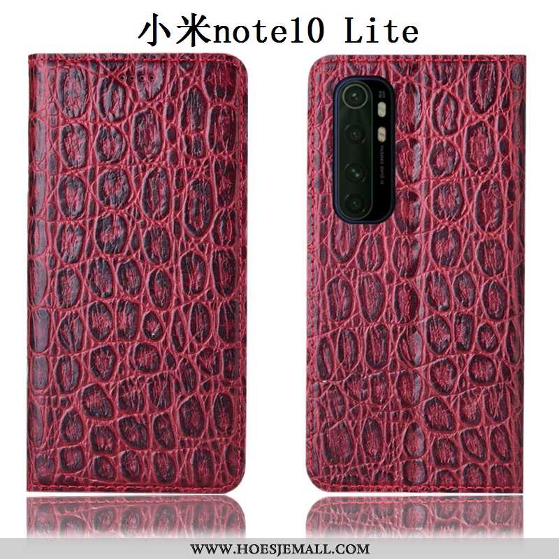 Hoes Xiaomi Mi Note 10 Lite Echt Leer Bescherming Rood Anti-fall Hoesje All Inclusive