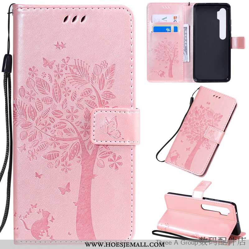 Hoesje Xiaomi Mi Note 10 Mooie Leren Mobiele Telefoon Anti-fall Roze Mini Folio