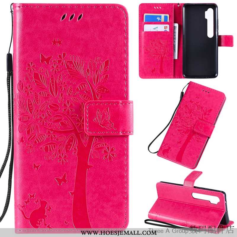 Hoesje Xiaomi Mi Note 10 Mooie Leren Mobiele Telefoon Anti-fall Roze Mini Folio