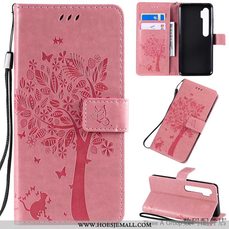 Hoesje Xiaomi Mi Note 10 Mooie Leren Mobiele Telefoon Anti-fall Roze Mini Folio