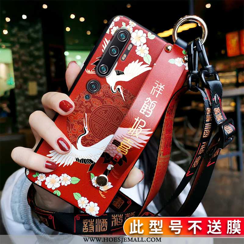 Hoesje Xiaomi Mi Note 10 Zacht Siliconen Hoes Chinese Stijl Anti-fall Mini Kraan Rood