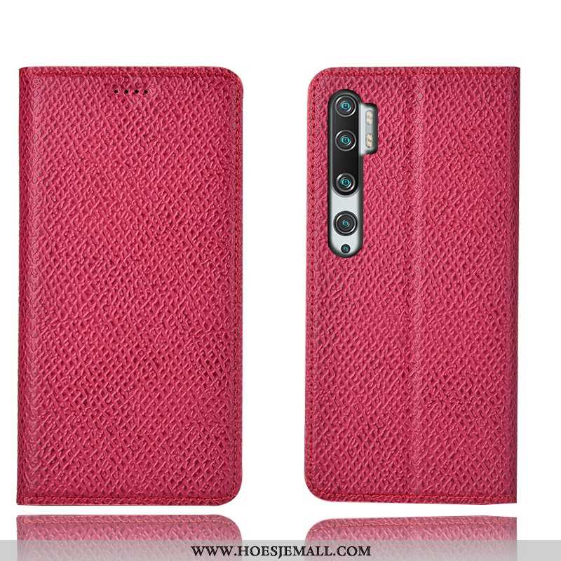 Hoesje Xiaomi Mi Note 10 Patroon Bescherming Folio Donkerblauw Rood Leren Hoes Donkerblauwe