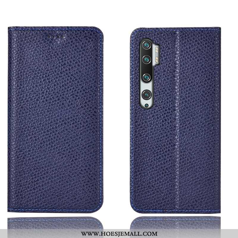 Hoesje Xiaomi Mi Note 10 Patroon Bescherming Folio Donkerblauw Rood Leren Hoes Donkerblauwe