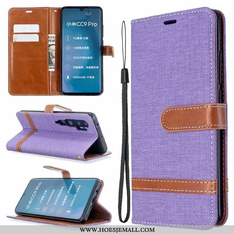 Hoes Xiaomi Mi Note 10 Leren Hoesje Bescherming Folio Mobiele Telefoon Purper Mini