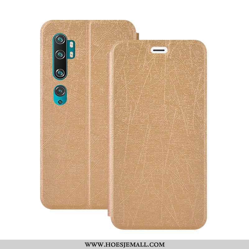 Hoesje Xiaomi Mi Note 10 Leren Zacht Hoes All Inclusive Goud Mini Folio Gouden