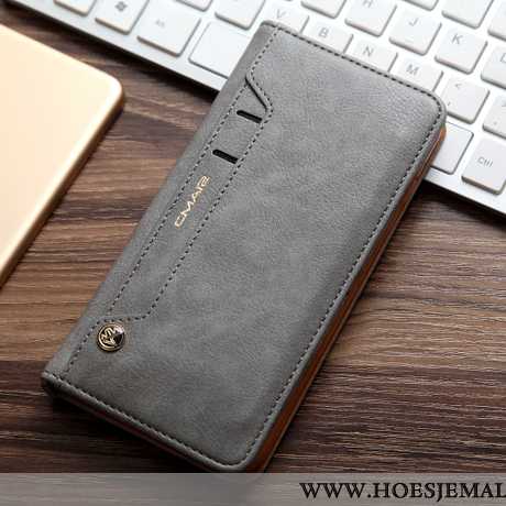 Hoesje Xiaomi Mi Note 10 Bescherming Leren Kaart Folio Anti-fall Hoes Grijs