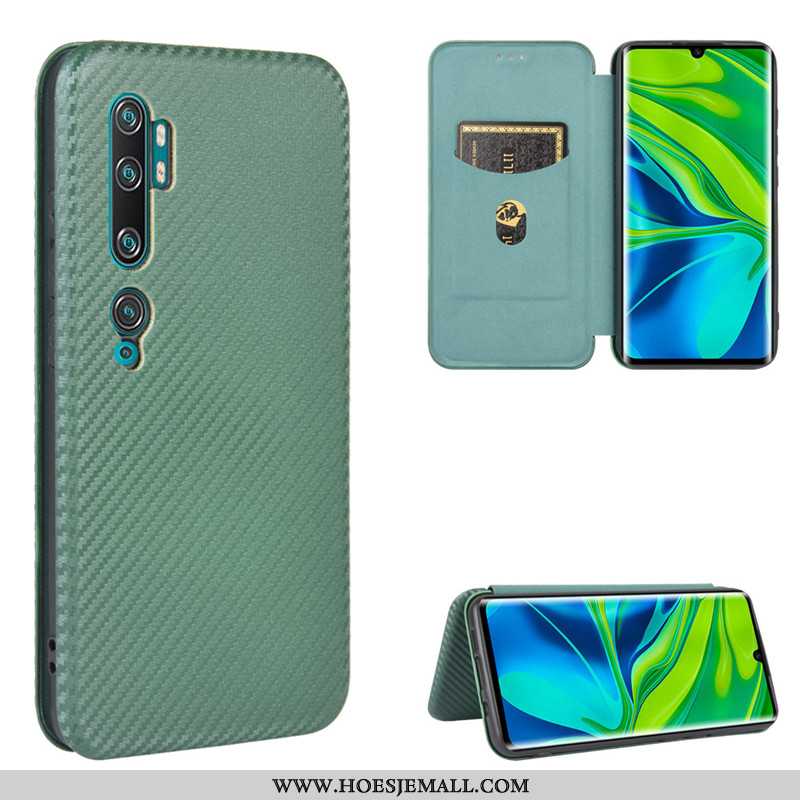 Hoesje Xiaomi Mi Note 10 Leren Mobiele Telefoon Zwart Folio Mini Zwarte